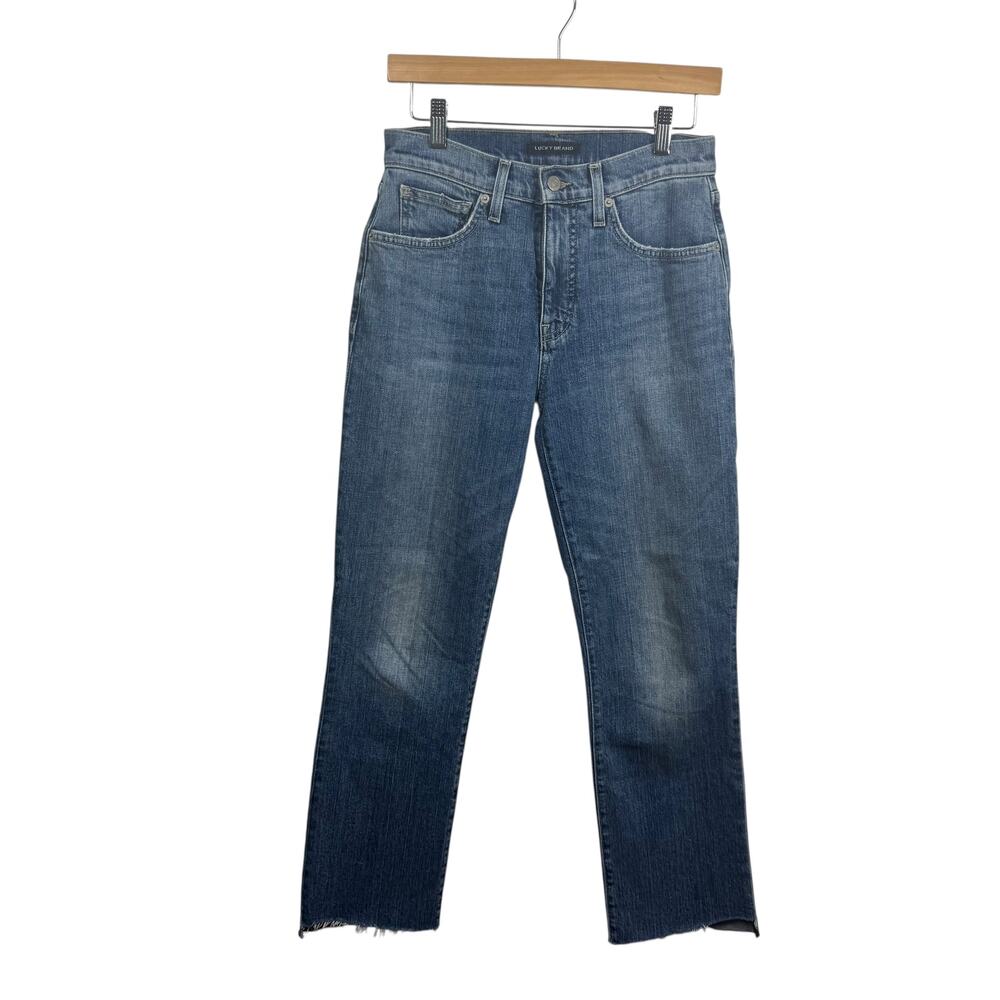Lucky Brand Jeans Women 27 Blue The Bridgette High Rise Slim Dark/Med Wash Min